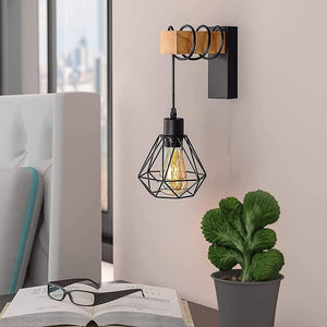 Odetta - Industrial Minimalist Wood LED Wall Lamp