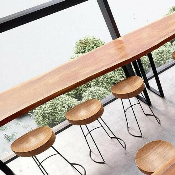 Oliver - Wooden Top Iron Frame Stool | Bright & Plus.