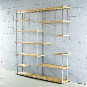 Open Eleven Shelf Industrial Pipe Bookcase | Bright & Plus.
