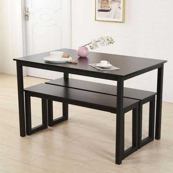 Raul - Three Piece Bench & Dining Table Set | Bright & Plus.