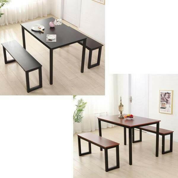 Raul - Three Piece Bench & Dining Table Set | Bright & Plus.