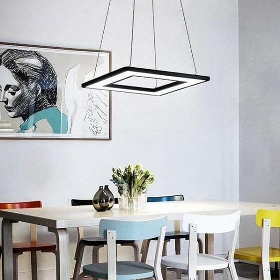 Regina - Modern Hanging  Frame LED Lamp | Bright & Plus.