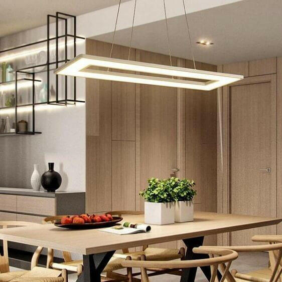 Regina - Modern Hanging  Frame LED Lamp | Bright & Plus.