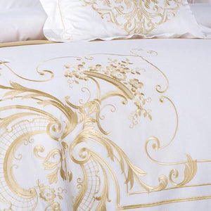 Royal White Egyptian Cotton Duvet Bedding Set (6 Pieces) | Bright & Plus.