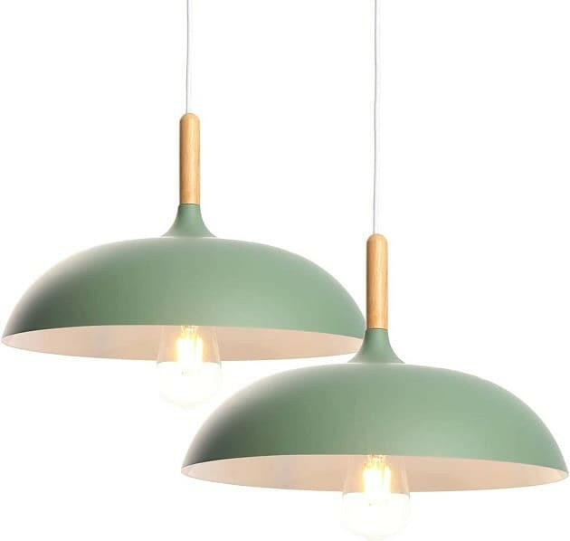 Silke - Modern Style Pendant Lamp in colored aluminum and wood
