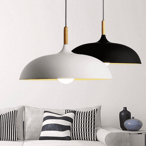 Silke - Modern Style Pendant Lamp in colored aluminum and wood
