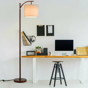 Standing Industrial Arc Light with Hanging Lamp Shade Bedroom | Bright & Plus.