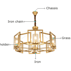 Trova - Gold Brass Chandelier with Art-Deco Design