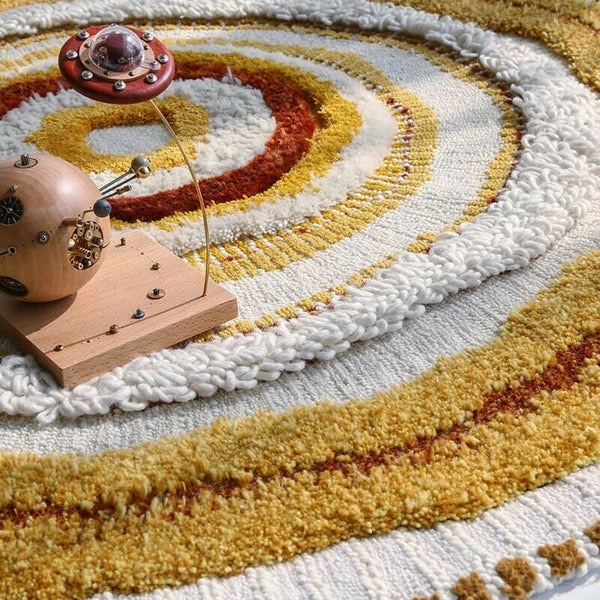 Tunis Organic Wool Round Rug | Hand-Knotted, Multi-Color, Irregular Shape