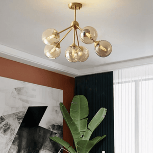 Vag - Modern LED chandelier with metal base and glass globes