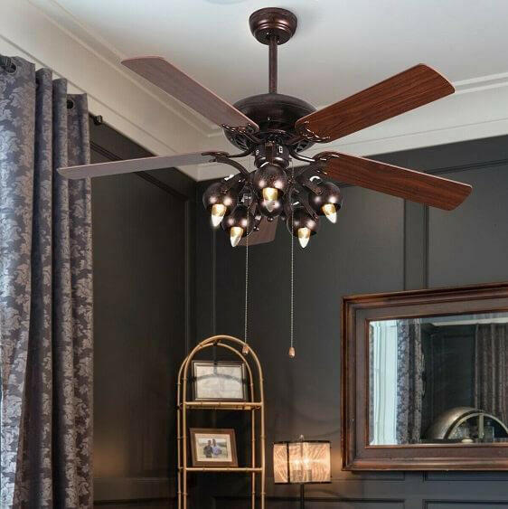 Hardy-52" Vintage Rustic Ceiling Fan Light w/ 5 Reversible Blades | Bright & Plus.