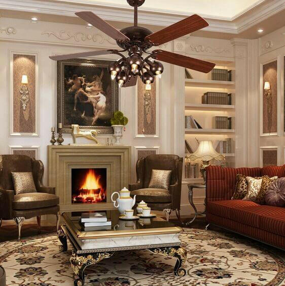 Hardy-52" Vintage Rustic Ceiling Fan Light w/ 5 Reversible Blades | Bright & Plus.