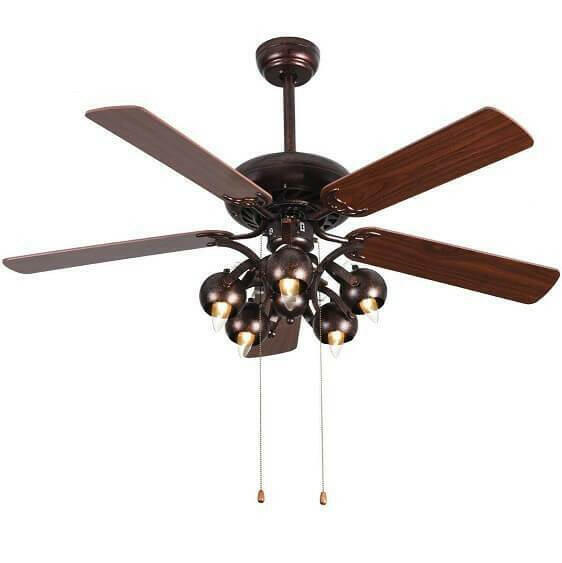 Hardy-52" Vintage Rustic Ceiling Fan Light w/ 5 Reversible Blades | Bright & Plus.