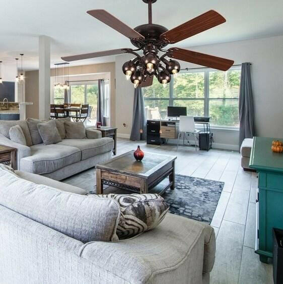 Hardy-52" Vintage Rustic Ceiling Fan Light w/ 5 Reversible Blades | Bright & Plus.