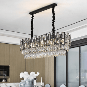 Wellmet - Luxury Rectangle Black Crystal Chandelier Modern
